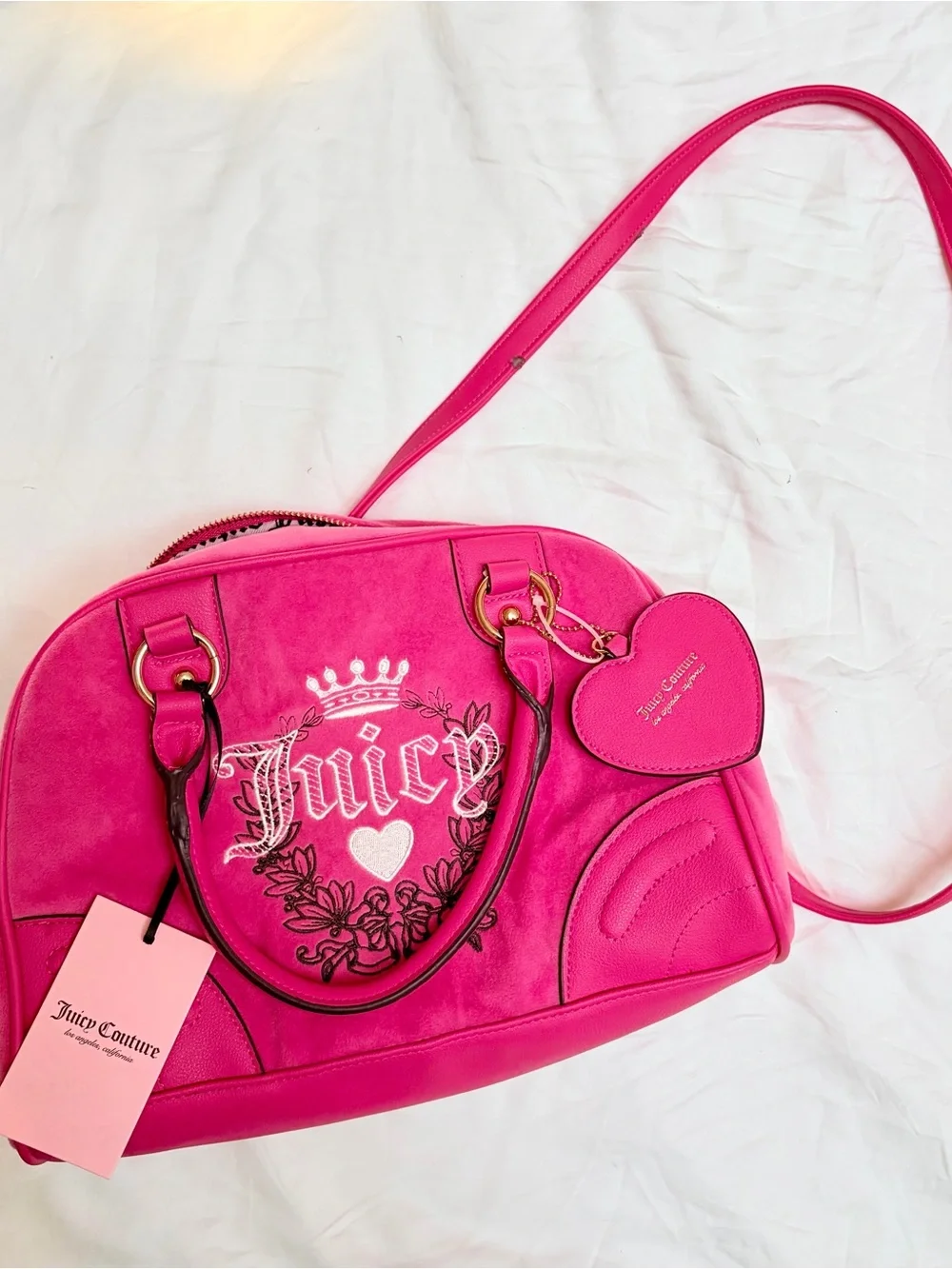 Juicy Couture Vintage Pink Satchel with Heart Charm